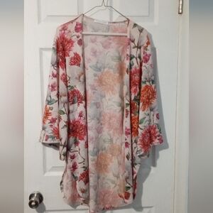 Chris & Carol Floral Kimono Cardigan - Red, Pink, Orange